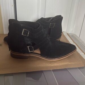 Black suede booties by Chinese Laundry.